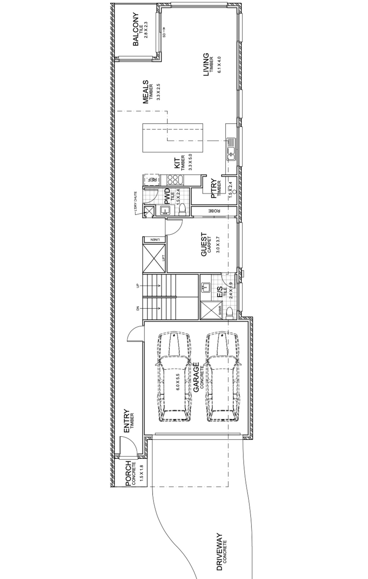 Townhouse 1 Entry Level floorplan